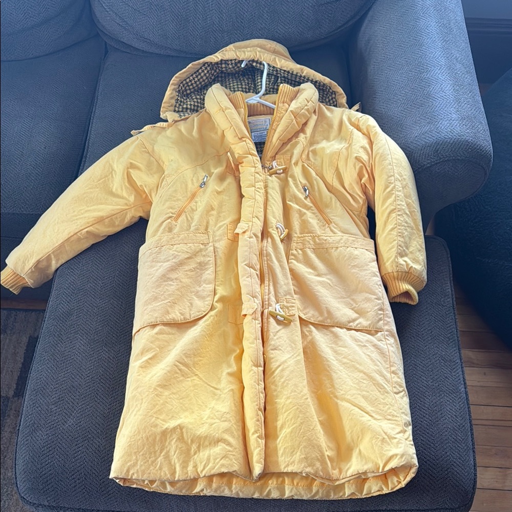 Vintage Yellow Hooded Parka Coat